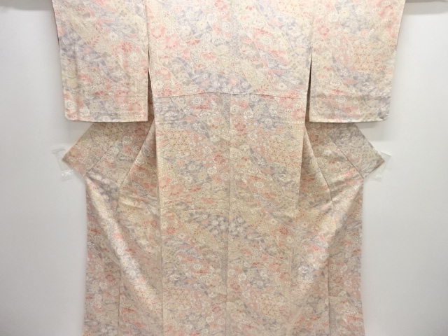 JAPANESE KIMONO / KOMON / CHIRIMEN / FLOWER 
